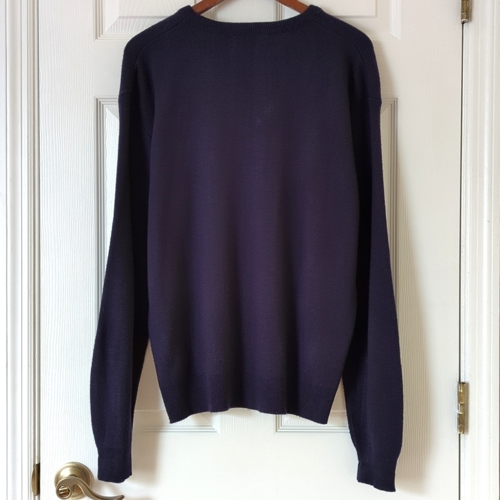 Jantzen 90's Vintage Classic & Cozy Long Sleeve V-neck Knit Sweater Navy XL - Picture 9 of 10